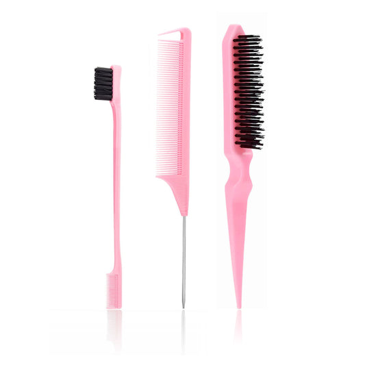AC058 - 1-Parting Comb, 1-Edge Comb, 1-Tease Brush by Wig Aisle in color AC-PINK